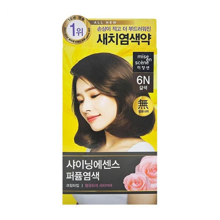 6N 갈색 새치 염색약 미쟝센 빛나는 일회용 미장센 머리 올뉴 샤이닝에 센스