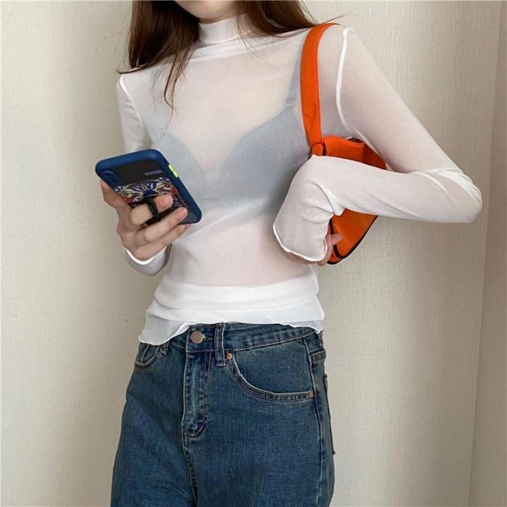 레이스 메시 탑 섹시 이너 셔츠