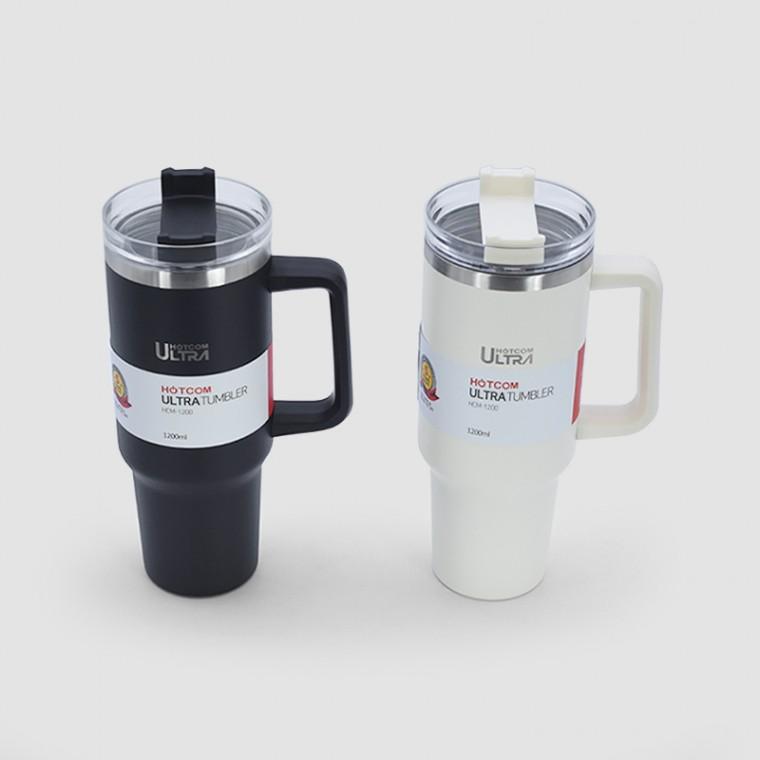 핫콤 손잡이형 대용량 스텐 보온보냉 텀블러 물컵 스텐컵 물병 물통 1200ml (2color)