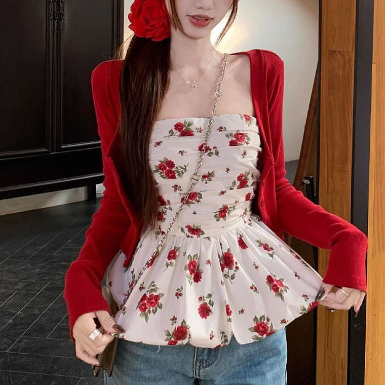 오프숄더 티셔츠 플라워 패션 유행 블라우스 여성