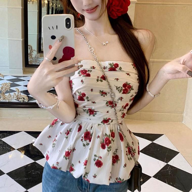 블라우스 패션 티셔츠 플라워 오프숄더 신상 여자