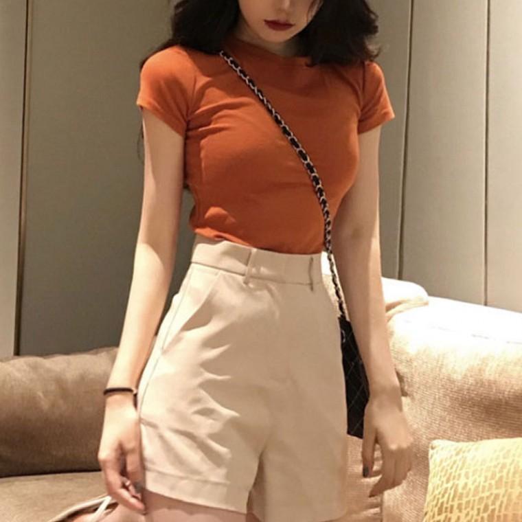 반팔티 기본 여성 티셔츠 데일리룩 무지 라운드 여름