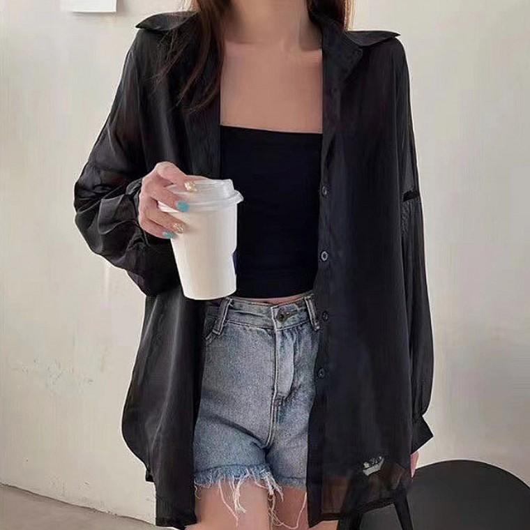 남방 시스루 여름 인기 얇은 데일리룩 셔츠 여자 긴팔