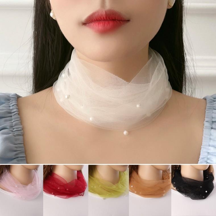 시스루스카프 쉬폰스카프 레이스스카프 -레드