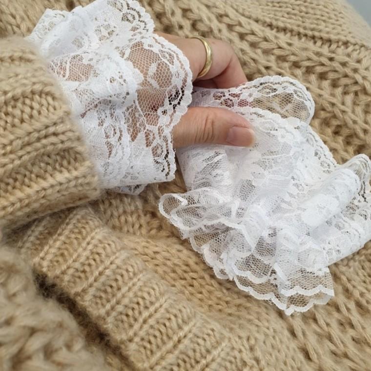 손목 레이스 페이크 카라 레이어드 커프스 블라우스 레이스 소매