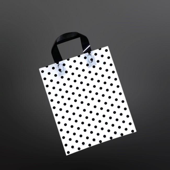 질긴 PE 손잡이 선물 봉투 검정원 36X45cm 옆9cm 50매