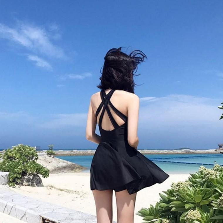 투라인 백 크로스 원피스 수영복 치마 세트 비키니 여름 휴가 물놀이 모노키니