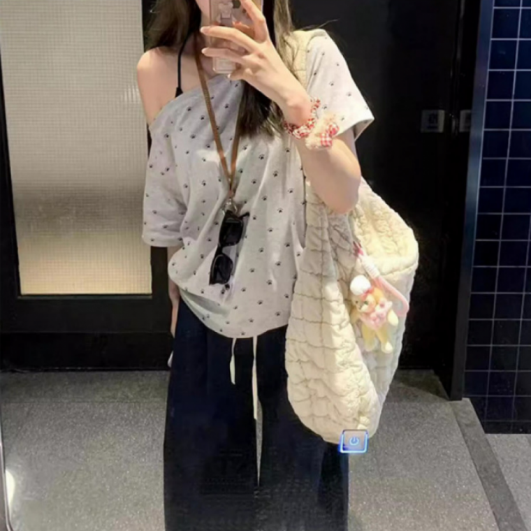 프린트 숏 슬리브 반팔 여름 여성용 데일리 티셔츠