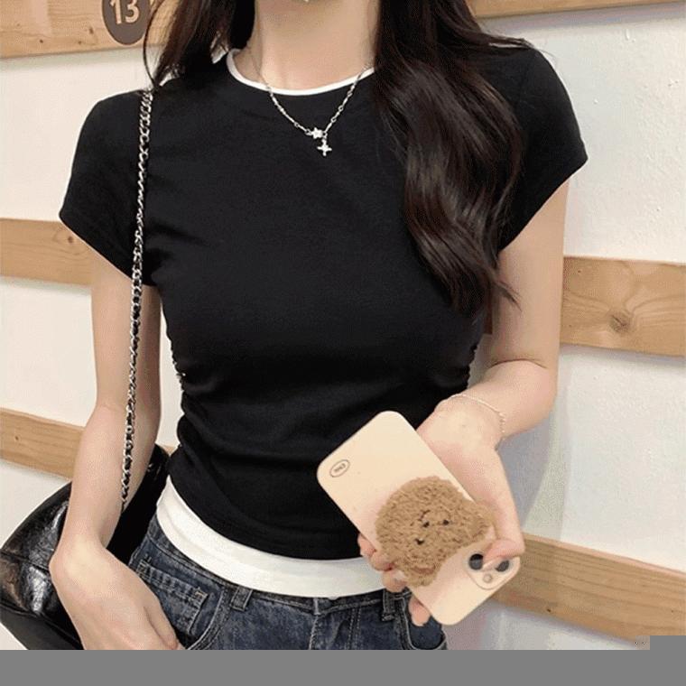 코일 옆셔링 레이어드 티셔츠