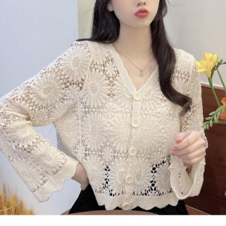여름가디건 플라워 레이스 수영복 커버업 가디건 여름 데일리 숏로브