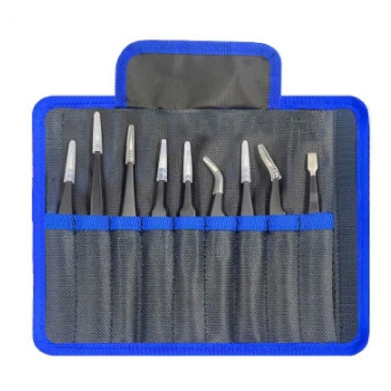 SelM 9PCS 세트 정밀 나노 ESD 핀셋 집게 다꾸 프라모델 조립 네일아트 정전기 방지 족집게