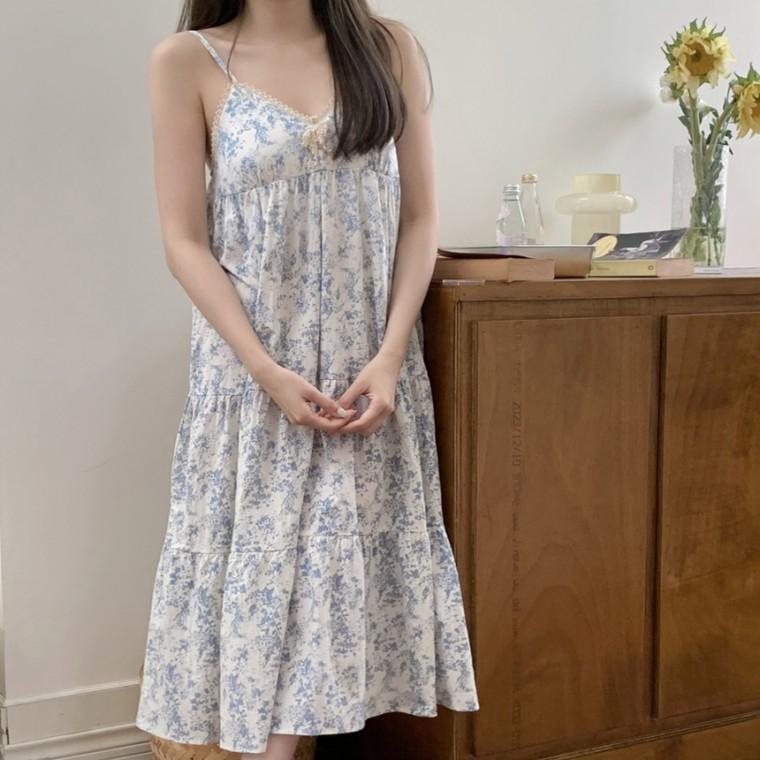 j.yooni 블루밍슬립파자마 잠옷 여름잠옷 원피스잠옷 홈웨어 여자잠옷 캡내장잠옷 노브라잠옷 홈웨어원피스