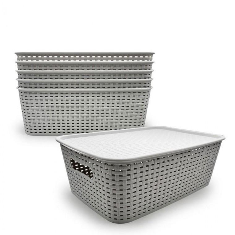 뚜껑바구니 중 색상랜덤 5개 (40x27.2x14.2cm) 바스켓