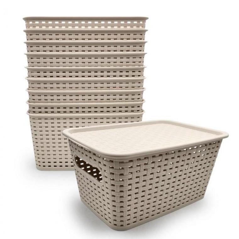 뚜껑바구니 소 색상랜덤 10개 (27.2x19.5x13.7cm) 바