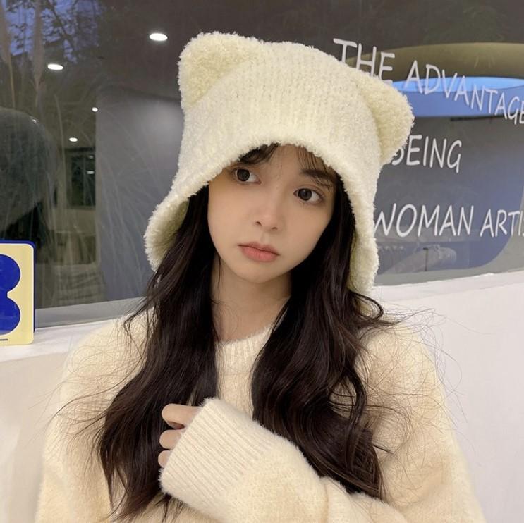 딜리 곰돌이 귀도리 니트모자 양털 털모자 벙거지 버킷햇 챙모자 겨울모자 곰돌이모자 벙거지모자