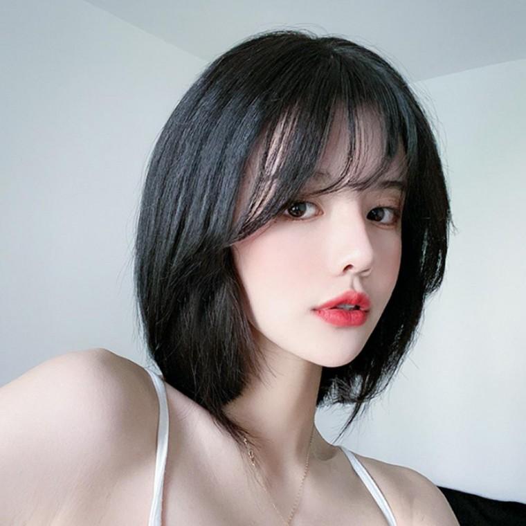 가발 검정 정수리 앞머리 사이드뱅