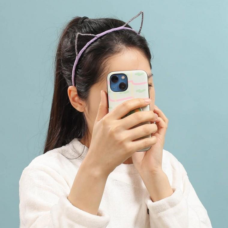 연보라 고양이귀 머리띠 헤어밴드