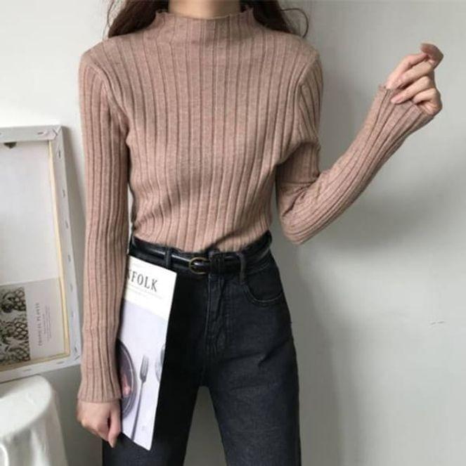 보온 여성 반목 티셔츠 골지 터틀넥 여자 긴팔 폴라티
