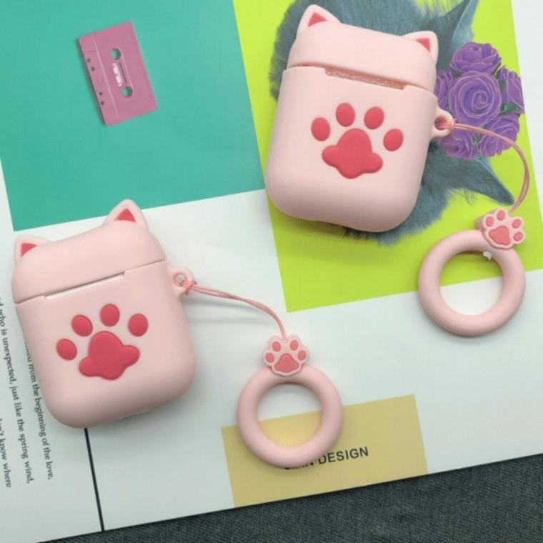 실리콘 귀여운 냥이 고양이 핑크 발바닥 에어팟 케이스