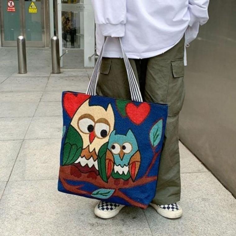가방 부엉이 부엉이 보부상 여성 숄더 네이비 백