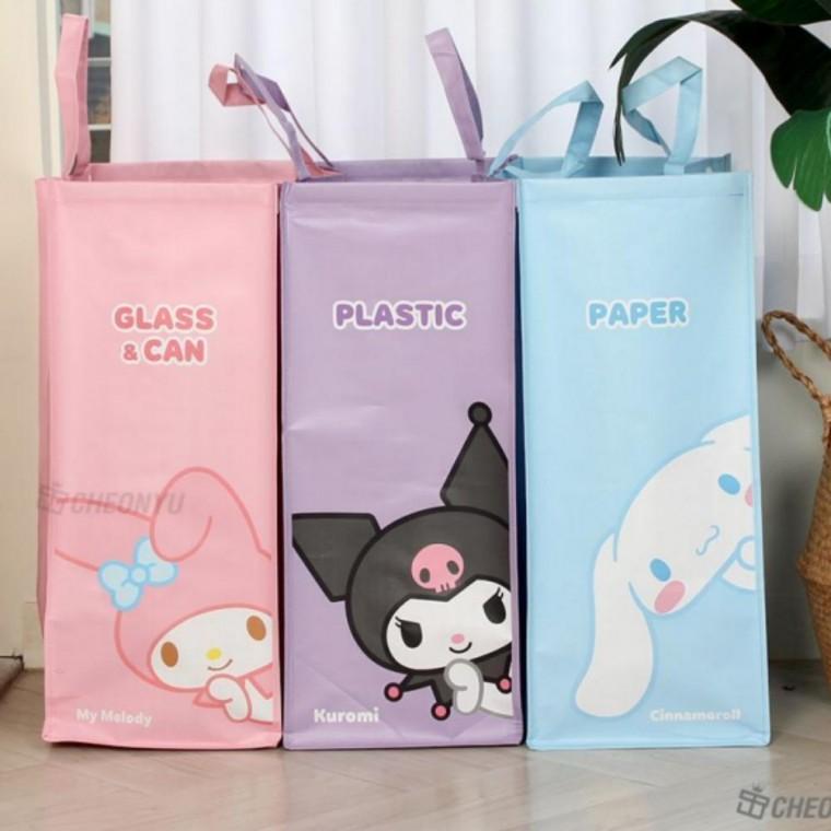 캐릭터즈 가정용 분리수거함 3단 쓰레기통 60cm 사무실