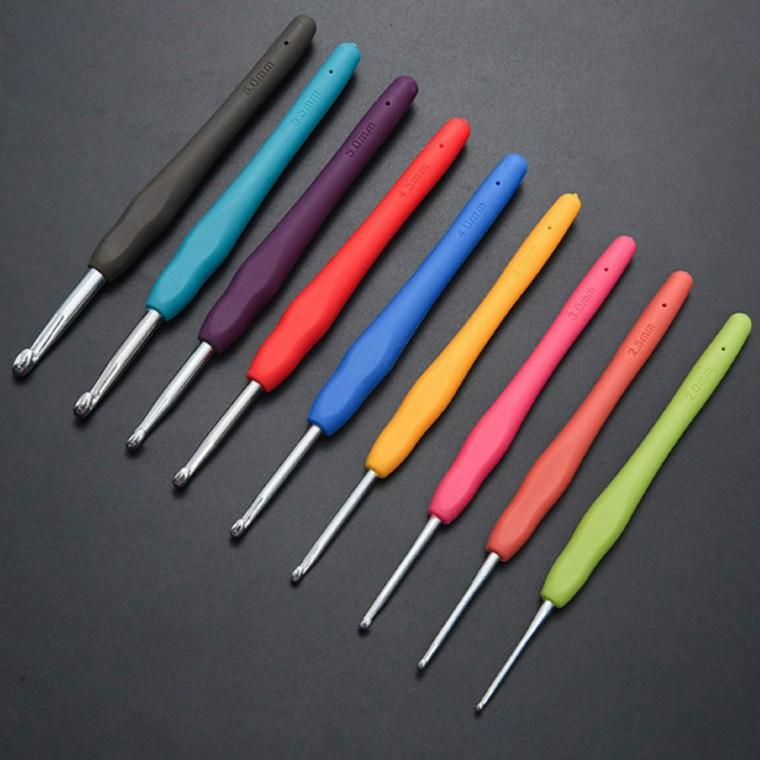 뜨개질 바늘 실리콘 손잡이 코바늘 2.0mm-10.0mm
