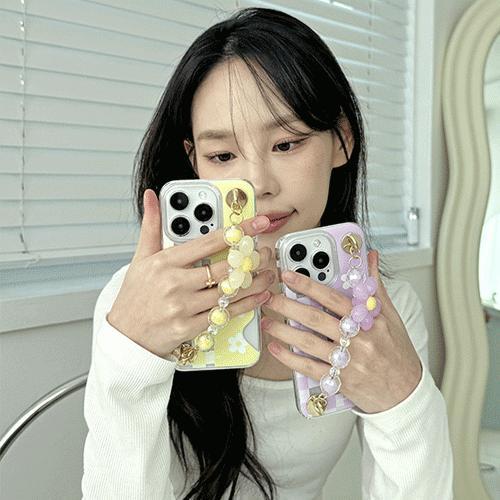 트라이코지 플라워하프 체인 스트랩 카드 수납 투명 하드 케이스 아이폰15 S24 A23 아이폰14 S23