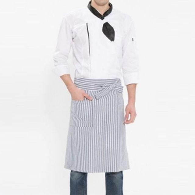 화이트 네이비 요리 주방 공방 허리형 줄무늬 앞치마