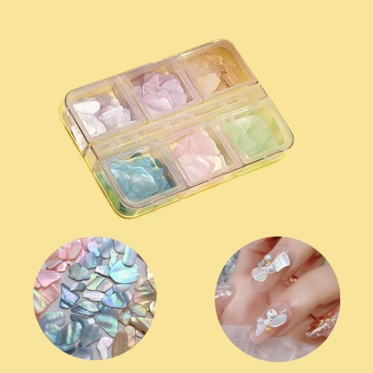 네일아트 동글납작 조약돌 글리터 오로라 빛 자개파츠