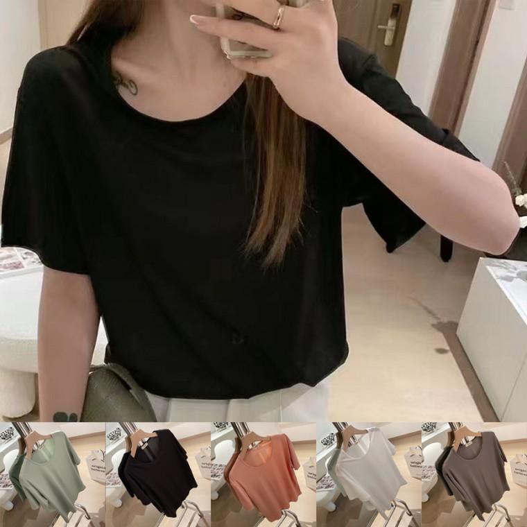 여성 여름 반팔티 쿨 냉장고티 아이스 쿨링 티셔츠 심플 무지티