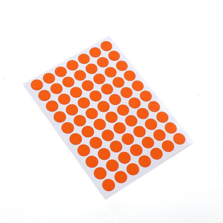 10mm 컬러 원형 스티커 60매세트(오렌지)