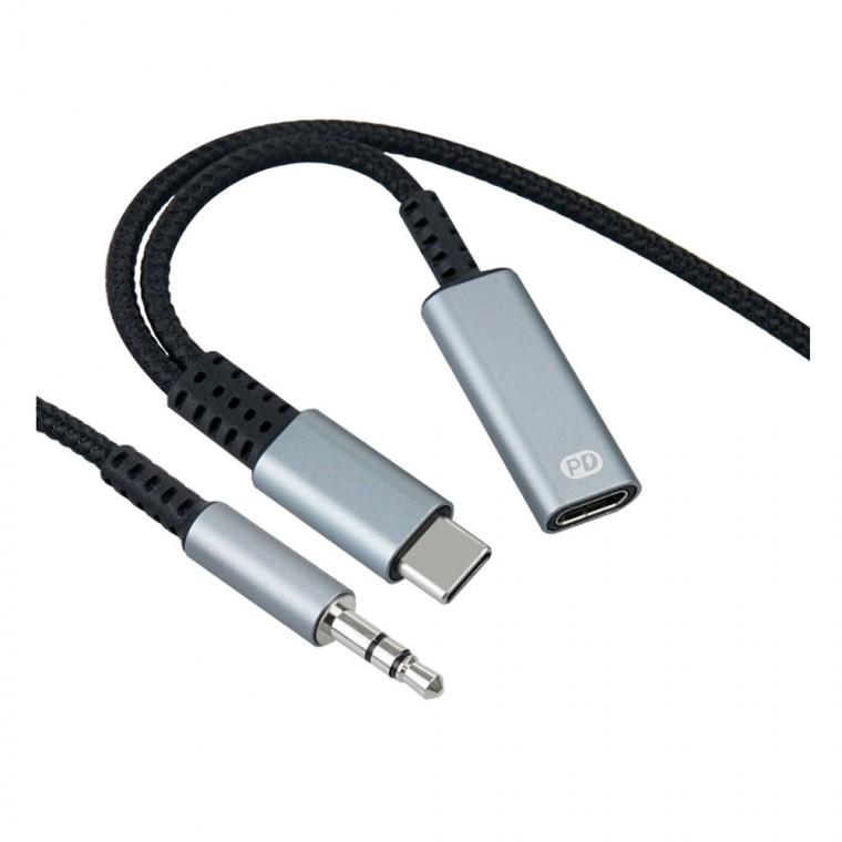 C타입 오디오 젠더 to AUX 3.5mm 유선 이어폰 헤드폰 스피커 충전