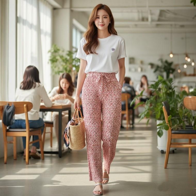 여성 여자 플라워 밴딩 팬츠 플 꽃무늬 몸빼 몸배 엄마 할머니 촌캉스 바지 파티 모임 패션 소품 용품