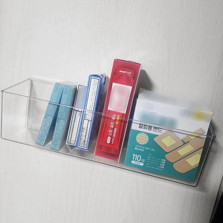 무타공 투명 접착식 부착형 약품 소품 보관함