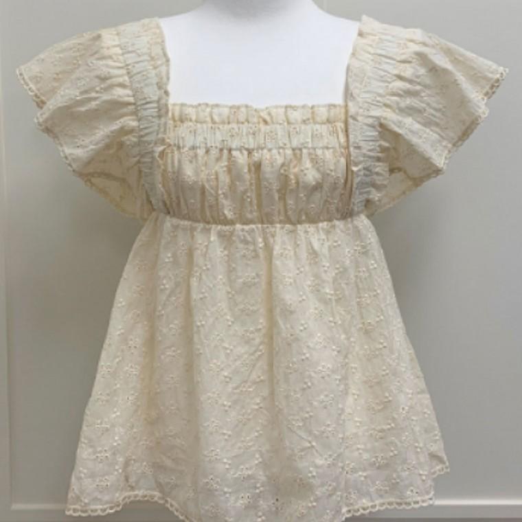 여성 인기 펀칭 레이스 반팔 블라우스 인기 데이트룩