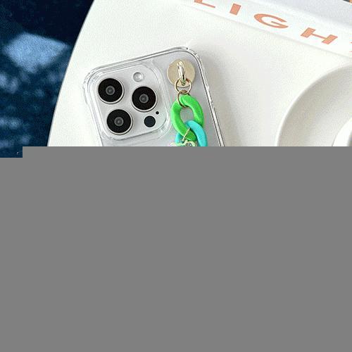 시미 트라이코지 구미베어 체인 클리어 에어쿠션 젤하드케이스