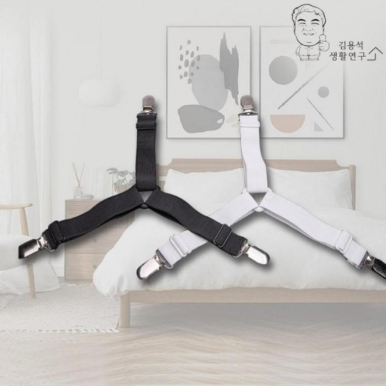 2색 1개 침대시트 이불패드 밀림방지 고정클립 매트리스 고정밴드 침대클립 밴딩홀더