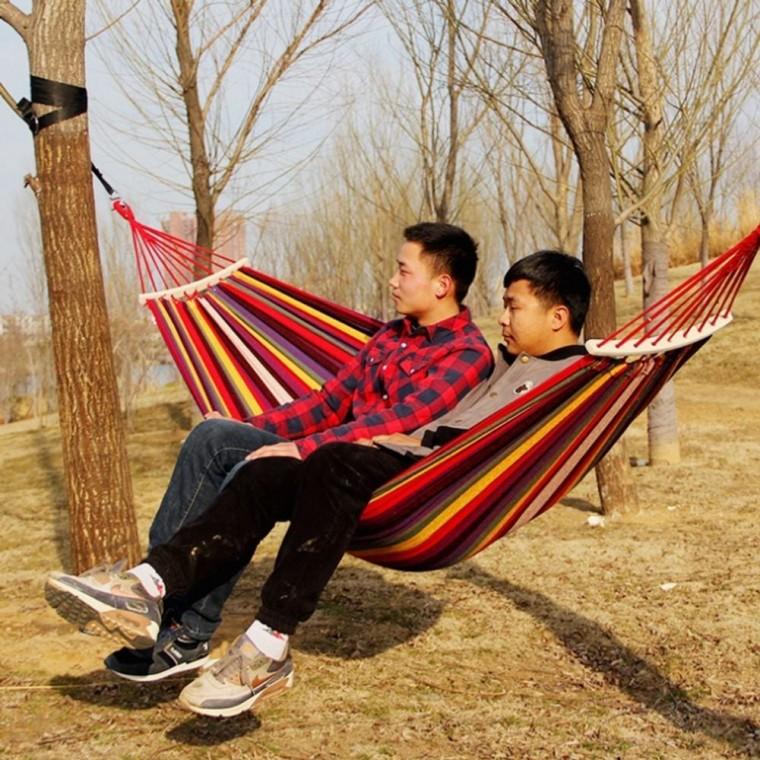 2인용 레인보우 해먹 고급형 캠핑 야외 그물 침대 캠핑해먹 캠핑그네 원터치해먹