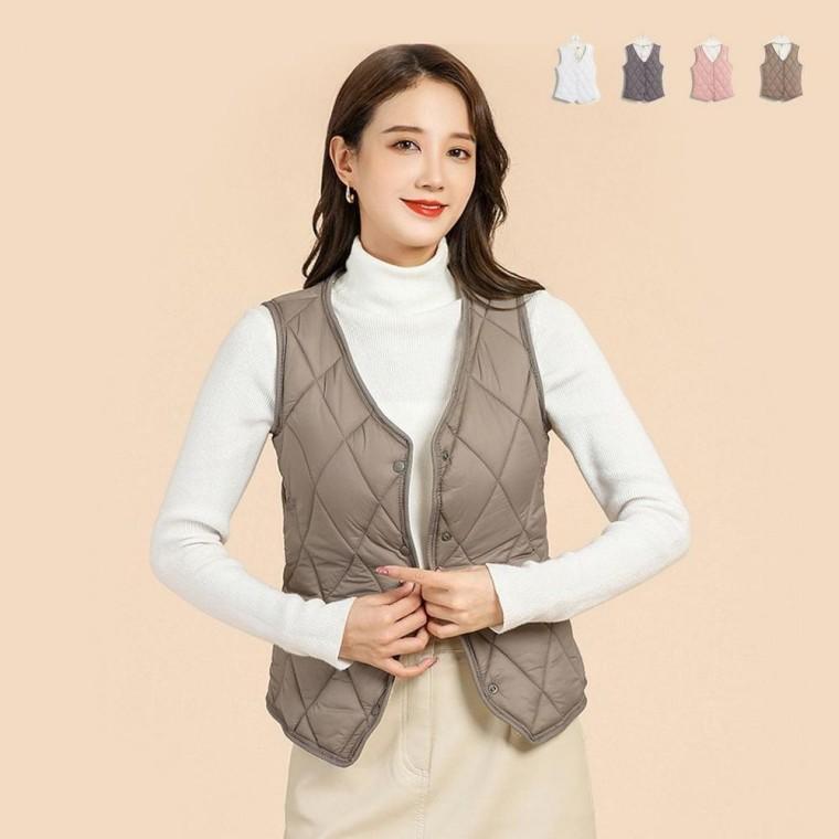 솜패딩 브이넥 등산 베스트 경량 여자 여성 캠핑 조끼 조끼 등산 브이넥 캠핑