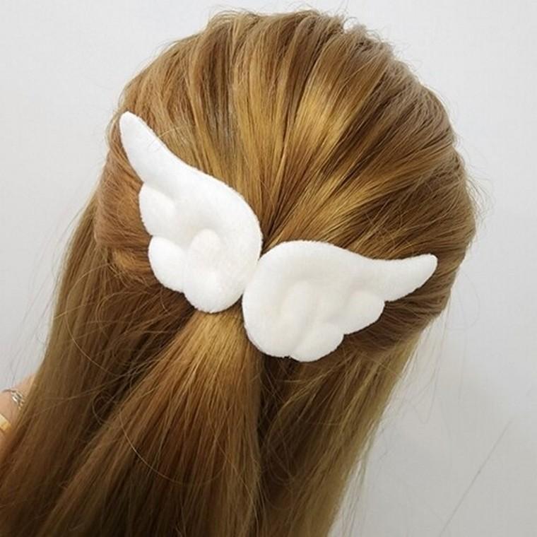 하얀 머리핀 헤어핀 집게핀 엔젤 날개 한쌍 올림머리