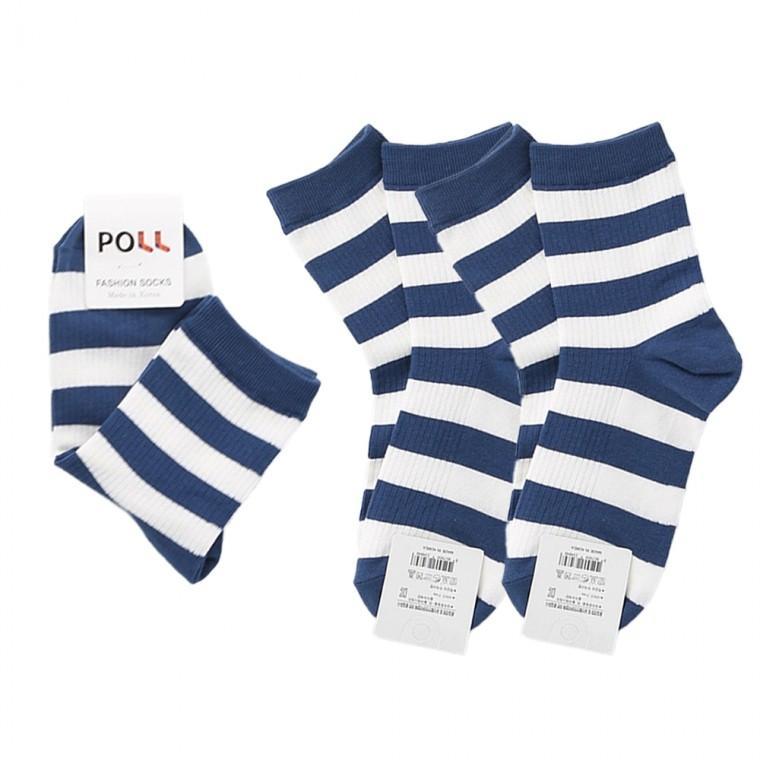여성용 골지 패션 중목양말 파흰 3켤레