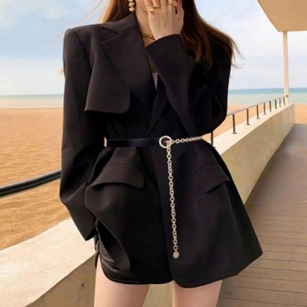 벨트상점 원피스 정장 여자벨트 코디 벨트 가벼운 허리띠 메탈 블랙