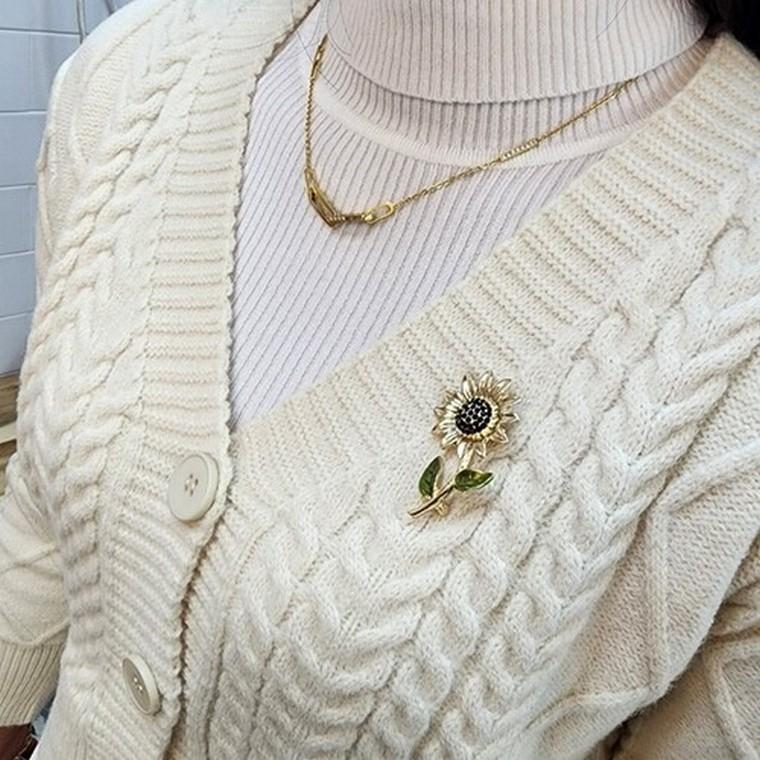 해바라기 브로치 코사지