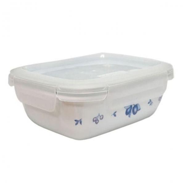 과일무늬 직사각 도자기 밀폐용기 450ml 뚜껑 반찬통 냉장고 보관 찬기