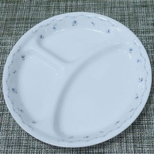 꽃무늬 도자기 3구접시 21.5cm 나눔 반찬 그릇 안주 찬기 식탁 식기