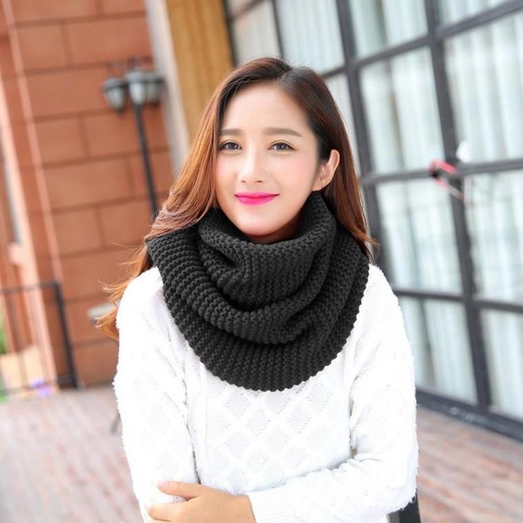 넥워머 여성용 니트 블랙 패션머플러 목도리