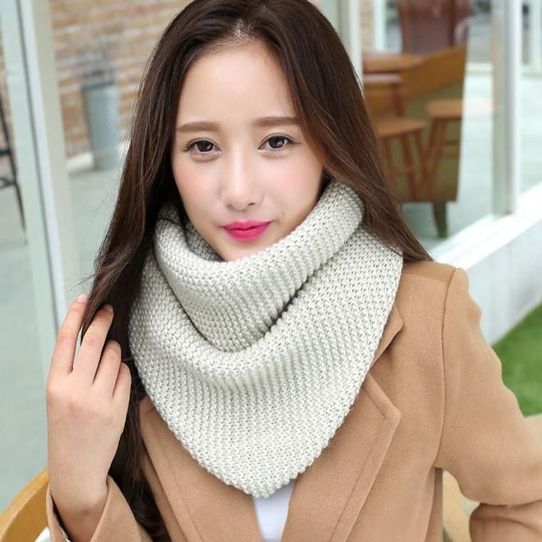 패션머플러 니트 아이보리 여성용 털목도리 넥워머