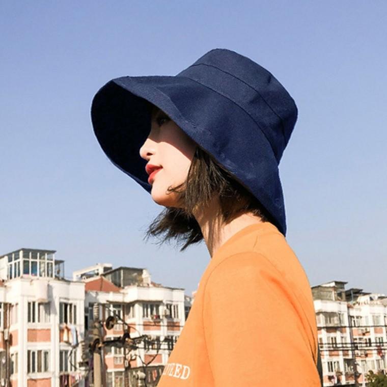 버킷햇 오버챙 린넨모자 오버햇 네이비 플로피햇