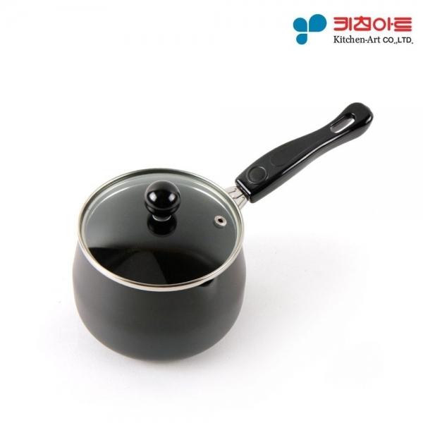 키친아트 블랙 경질냄비 밀크팬 14cm 이유식 법랑