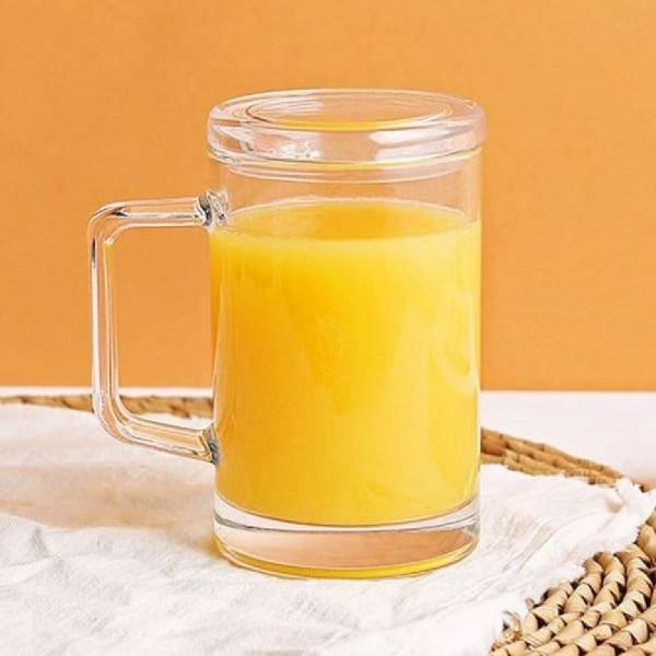 델리 머그컵 유리컵 커피잔 뚜껑 유리잔 380ml 1P